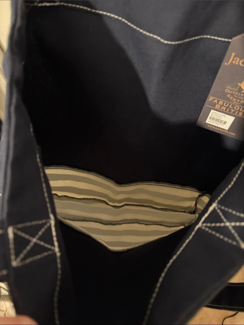 Jack Wills Navy and White Canvas Beach Tote